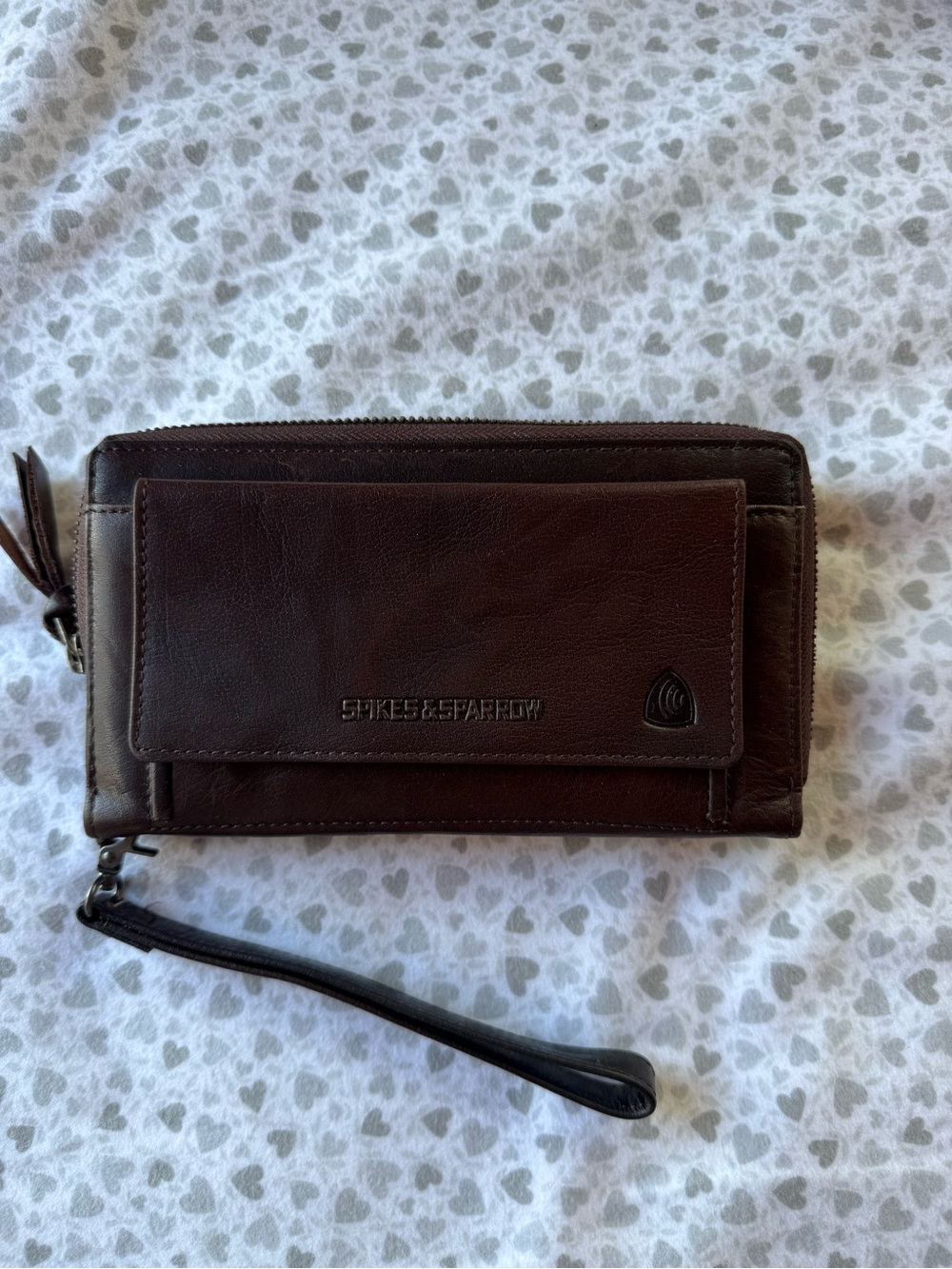 Spikes & Sparrow Brown Leather Wristlet Clutch